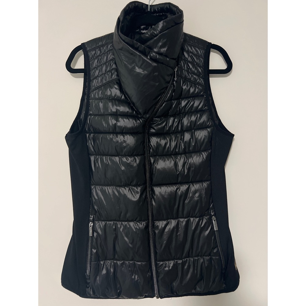 Calvin Klein Performance Women's Black Funnel Neck Full Zip Puffer Vest Size M